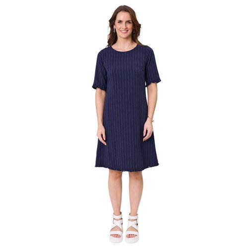 Lemon Tree Allegra Linen Dress Navy Stripe
